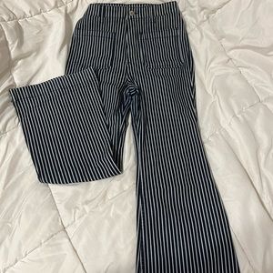 Dark blue pinstripe flare jeans